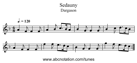 Sedauny - staff notation