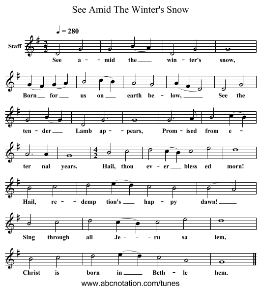 See Amid The Winter's Snow - staff notation