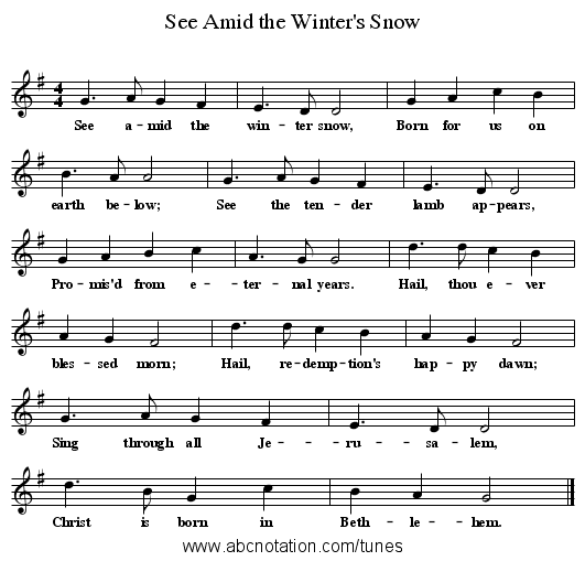 See Amid the Winter's Snow - staff notation