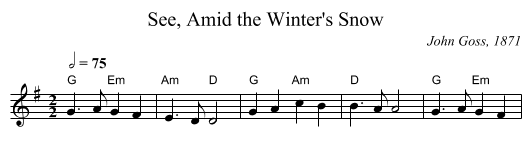 See, Amid the Winter's Snow - staff notation