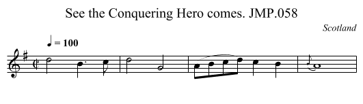 See the Conquering Hero comes. JMP.058 - staff notation