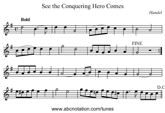 See the Conquering Hero Comes - staff notation