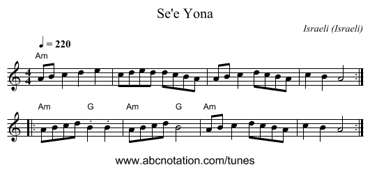 Se'e Yona - staff notation