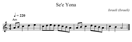 Se'e Yona - staff notation