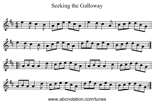 Seeking the Galloway - staff notation