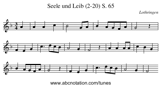 Seele und Leib (2-20) S. 65 - staff notation