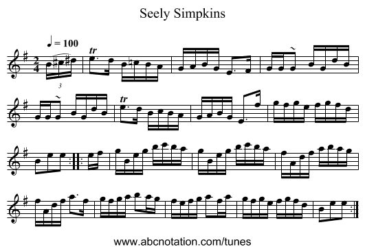 Seely Simpkins - staff notation