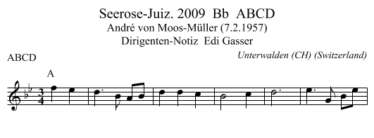 Seerose-Juiz. 2009  Bb  ABCD - staff notation