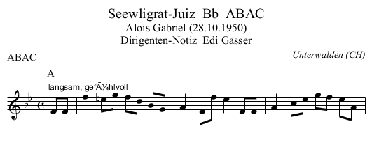 Seewligrat-Juiz  Bb  ABAC - staff notation