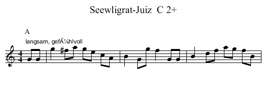 Seewligrat-Juiz  C 2+ - staff notation