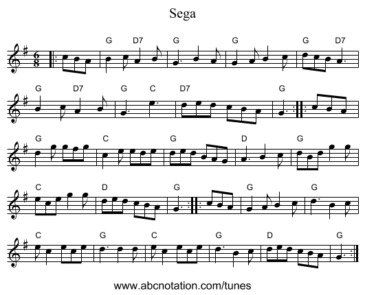 Sega - staff notation