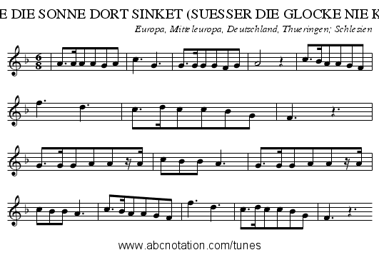 SEHT WIE DIE SONNE DORT SINKET (SUESSER DIE GLOCKE NIE KLINGET) - staff notation