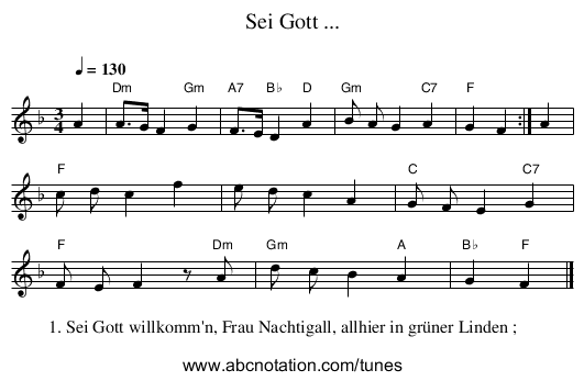 Sei Gott ... - staff notation