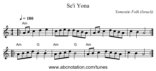 Se'i Yona - staff notation