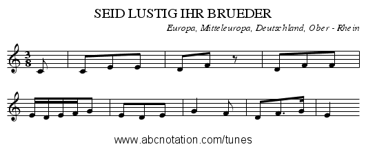 SEID LUSTIG IHR BRUEDER - staff notation