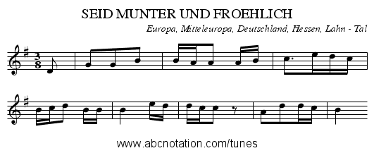 SEID MUNTER UND FROEHLICH - staff notation