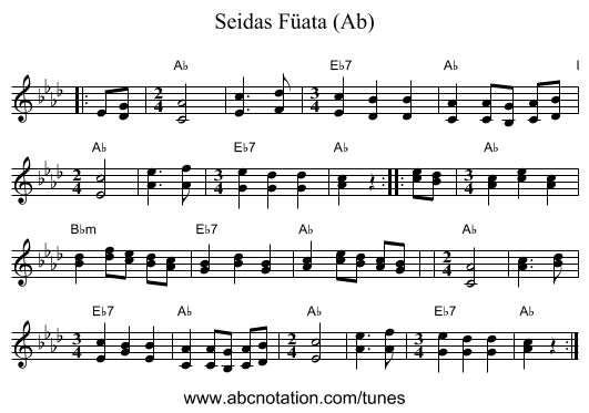 Seidas F&uuml;ata (Ab) - staff notation
