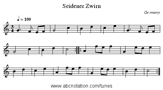 Seidener Zwirn - staff notation