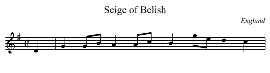 Seige of Belish - staff notation