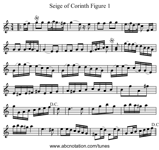 Seige of Corinth Figure 1 - staff notation