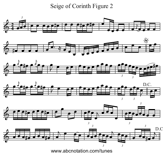 Seige of Corinth Figure 2 - staff notation