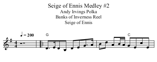 Seige of Ennis Medley #2 - staff notation