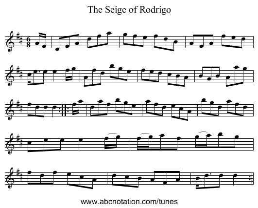 Seige of Rodrigo, The - staff notation