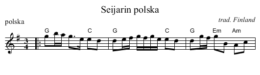 Seijarin polska - staff notation