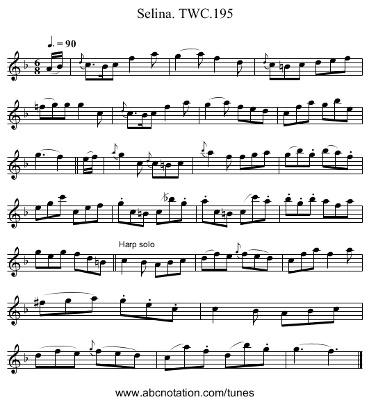 Selina. TWC.195 - staff notation