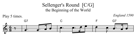Sellenger's Round  [C/G] - staff notation