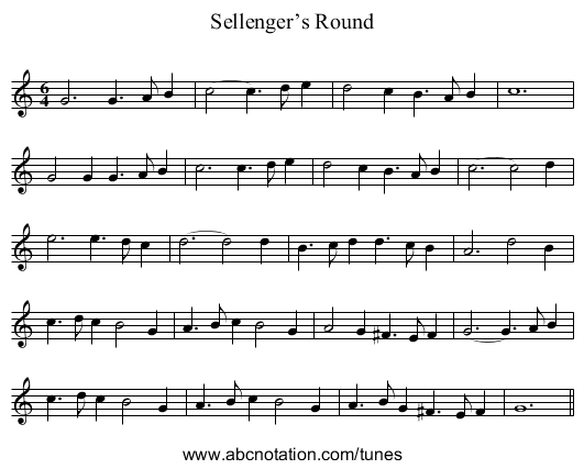 Sellenger’s Round - staff notation