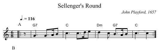 Sellenger's Round - staff notation