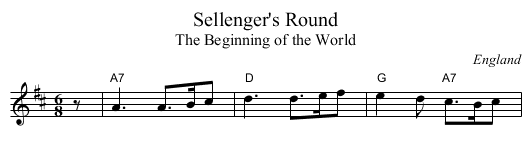Sellenger's Round - staff notation