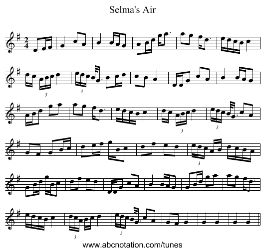Selma's Air - staff notation