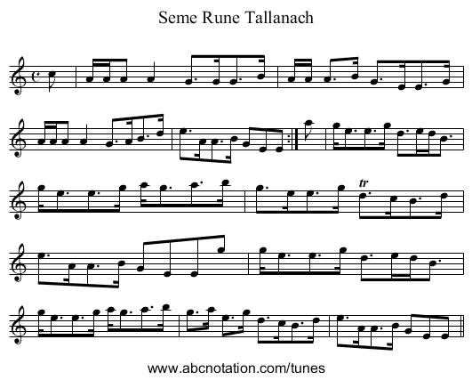 Seme Rune Tallanach - staff notation