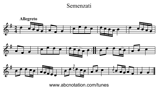Semenzati - staff notation