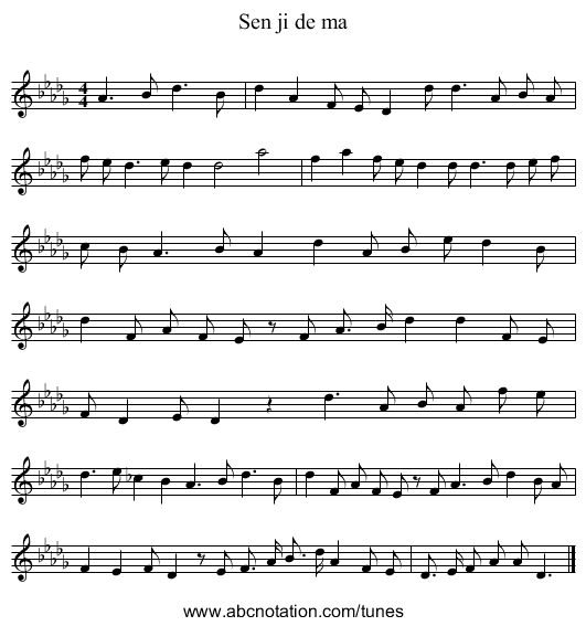 Sen ji de ma - staff notation