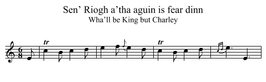 Sen’ Riogh a’tha aguin is fear dinn - staff notation