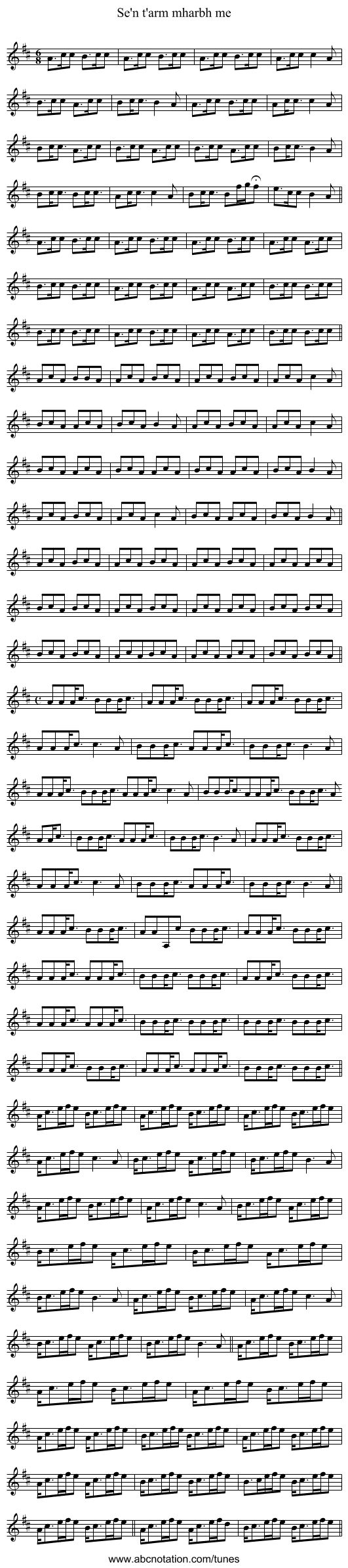 Se'n t'arm mharbh me - staff notation