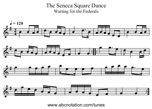Seneca Square Dance, The - staff notation