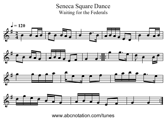 Seneca Square Dance - staff notation