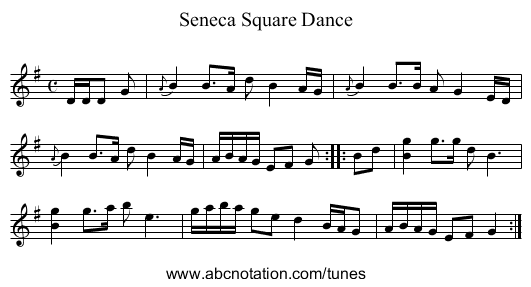 Seneca Square Dance - staff notation