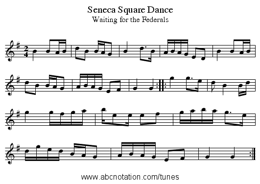 Seneca Square Dance - staff notation