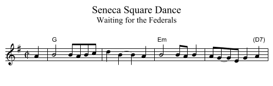 Seneca Square Dance - staff notation