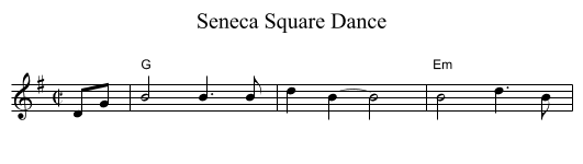 Seneca Square Dance - staff notation