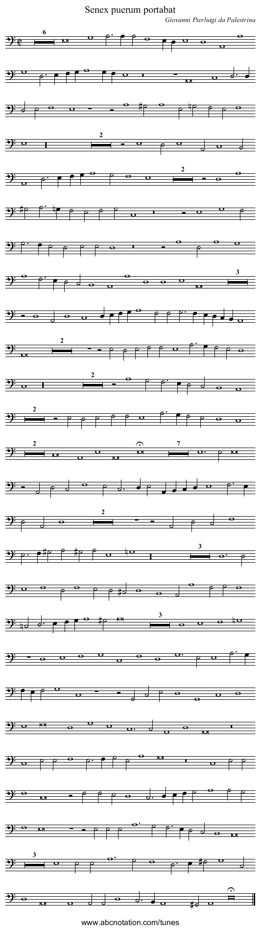 Senex puerum portabat - staff notation