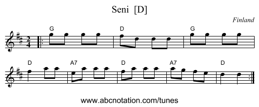 Seni  [D] - staff notation