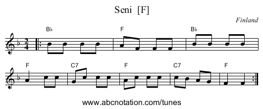 Seni  [F] - staff notation