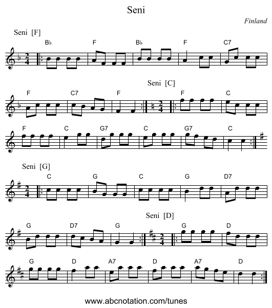 Seni - staff notation