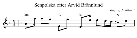 Senpolska efter Arvid Brännlund - staff notation